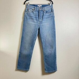 RE/DONE Womens High Rise Ankle Crop Straight Leg Jeans Buttonfly Generic Size 28